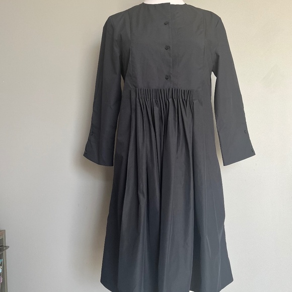 Cos Navy 3/4 sleeve Voluminous Gathered Cotton Casual A-line Dress w/ Pockets - Picture 1 of 12